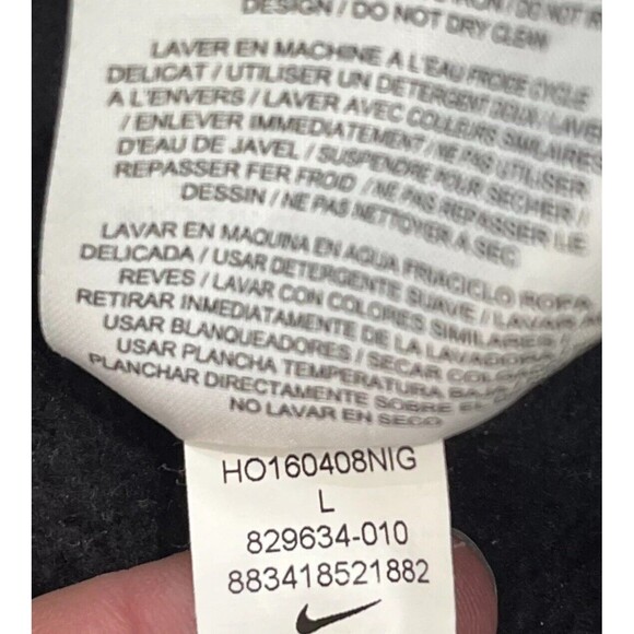 Nike Hoodie Sweatshirt Women L Black Rally Funnel Neck Metal Foil Swoosh Pouch - Picture 10 of 12